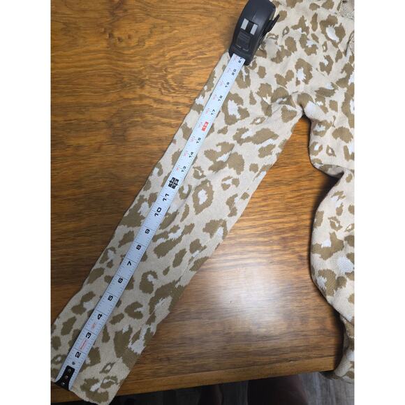 Leopard Print Cardigan Large Creme Long Teacher GorpCore Fall Cozy Animal Layer - Picture 5 of 7